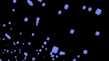 Black background. Design. White and blue cubes decrease and increase moving in different directions in the animation photo