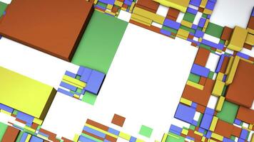 Abstract colorful 3D rectangles background. Motion. Randomly placed figures of different colors and size. photo