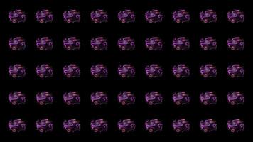 Many abstract 3D spheres in symmetric rows with the pattern of purple waves, seamless loop. Motion. Energy vibrating glowing balls. photo
