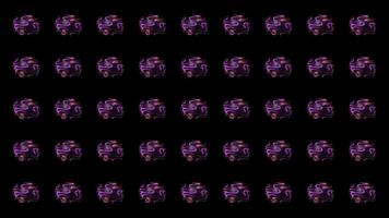 Many abstract 3D spheres in symmetric rows with the pattern of purple waves, seamless loop. Motion. Energy vibrating glowing balls. photo