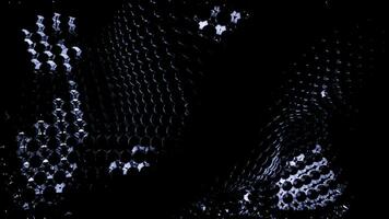 Abstract fabric of particles waving on a black background. Design. Game of light and shadow and a shape of a flower. photo