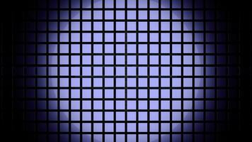 Abstract blue wall of same size squares with a vertical moving wave. Design. Cubic shaped background with a round light spot. photo