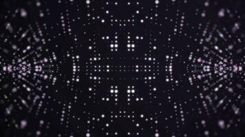 Moving Particle animation background. Flowing light dots on purple background. Concept of space photo