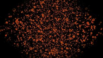 Abstract shining red particles flying on a black background. Motion. Tiny particles looking like snowflakes. photo