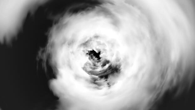 Tunnel from clouds background texture fairy-tale design. Abstract background of a tunnel of clouds photo