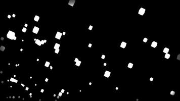 Stream of pulsating cubes in space. Design. Glowing cubes in air. Animation with flying 3d cubes in stream on black background photo