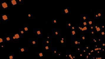 3D cubes fly in stream. Design. Colored cubes pulsate in flying stream on black background. Cubes fly in stream in 3d animation photo