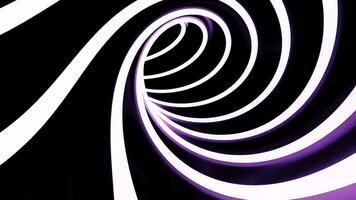 Black background. Design.Bright shiny lines make up a tunnel that moves forward in abstraction. photo