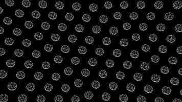 Abstract white triangle shapes on black background. Animation. Rotating three-dimensional transparent dodecahedra. Background of rotating circles of triangles photo