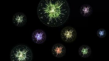 Abstract Flowing Energy Electricity From the Centre to the Edges. Animation. Shock Waves Emanate From the Center. Glow Lines in the Form Sphere photo