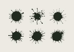 Abstract black ink spot set, Ink drop effect ink splash vector on white background Pro Vector