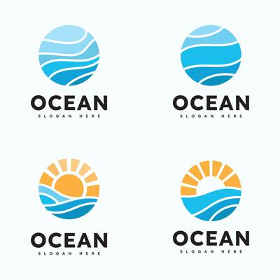 Ocean Wave Logo Template Vector, Ocean simple and modern logo design