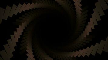 Abstract spiral shaped pattern with spinning bricks on a black background. Design. Slowly rotating colorful industrial whirl. photo