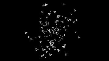 Abstract background of numerous white triangles floating chaotically on a black. Animation. Computer generated abstract space photo