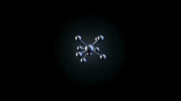 Realistic rotating model of molecule. Beautiful Molecule Structure in Microscope Growing on Black Background. Animated Molecule Silver 3d. Seamless loop. Depth of field. photo