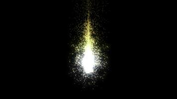 Beautiful abstract flowing piece of energy of yellow and white colors on black background. Animation. Shining light in a form of a drop moving in the dark, seamless loop. photo