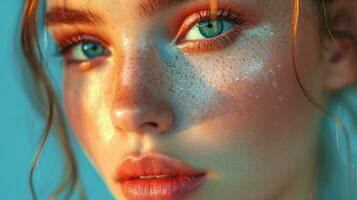 AI generated lady beauty with eyeshadow photo