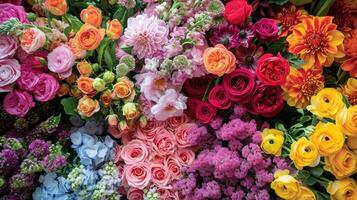 AI generated Bountiful bouquets, floral arrangements, and vibrant blossoms embody spring's abundance photo