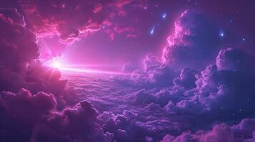 AI generated Ethereal lights, dreamy clouds, and a sense of magic for romantic fantasies photo