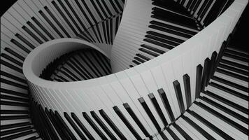 Optical illusion of the piano keyboard. Design. Piano keys creating a spiral, beautiful musical background. photo