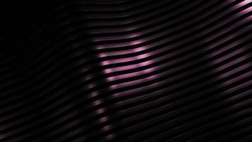 3D background with moving waves stripes. Design. Metal bands move in waves on black background. Silky lines with metallic luster move in 3d waves photo