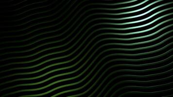 Horizontal waving flowing metal abstract lines on dark background. Design. Light flares on wavy surface. photo