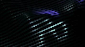 Striped background moves in waves and changes color. Design. Silky stripes move in 3d waves with colored sheen. 3D waves of moving silky stripes on black background photo
