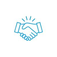 blue Shake hand line art icon. Simple outline style for web and app. Handshake, hands, partnership, business concept symbol. Vector illustration isolated on white background.