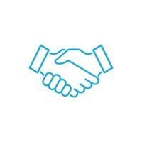 blue Shake hand line art icon. Simple outline style for web and app. Handshake, hands, partnership, business concept symbol. Vector illustration isolated on white background.