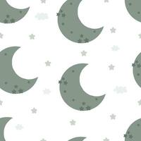 seamless pattern with cartoon moon, stars. Colorful vector flat style for kids. Space. hand drawing. baby design for fabric, print, wrapper, textile