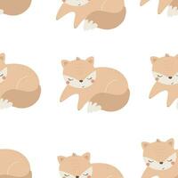 Seamless pattern with cute fox. simple flat vector. Hand drawing for children. animal theme. baby design for fabric, textile, wrapper, print. vector