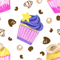 Seamless Pattern candy buttercream cupcake birthday party png