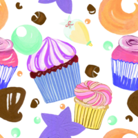 Seamless Pattern candy buttercream cupcake birthday party png