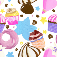 Seamless Pattern candy buttercream cupcake birthday party png