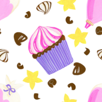 Seamless Pattern candy buttercream cupcake birthday party png