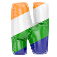 Balloon N Font Indian color of flag png
