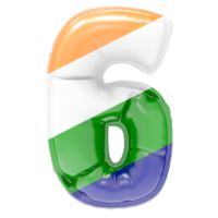 Ballon 6 Nummer indisch Farbe von Flagge png