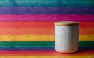 LGBT rainbow background porcelain candle isolated photo