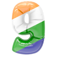 Balloon 9 Number Indian color of flag png