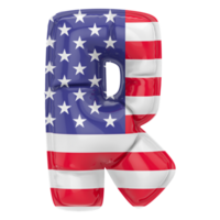 Balloon R Font Flag USA 3D Render png