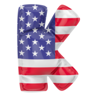 Balloon K Font Flag USA 3D Render png