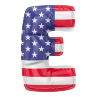 Balloon E Font Flag USA 3D Render png