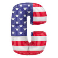Balloon C Font Flag USA 3D Render png