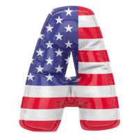 Balloon A Font Flag USA 3D Render png