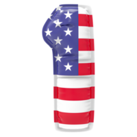 Palloncino 1 numero Stati Uniti d'America bandiera oro 3d rendere png
