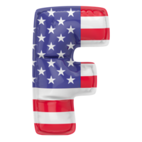 Balloon F Font Flag USA 3D Render png