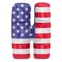 Balloon H Font Flag USA 3D Render png