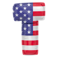 Balloon T Font Flag USA 3D Render png