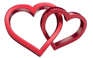 two red hearts on transparent background png
