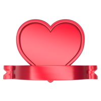 rosso cuore con nastro su trasparente sfondo png